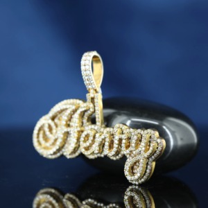 Pendentif double couche en moissanite glacée avec lettre, plaqué or 18 carats, breloques personnalisées avec initiales, pendentif de luxe hip-hop bicolore - Product Image 4