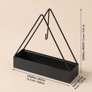 Quemador de Incienso Colgante de Metal Negro Moderno, Caja Rectangular con Marco Triangular, Recolector de Cenizas, Decoración para el Hogar - Product Image 3