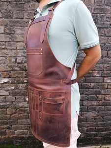 Custom Logo Leather <b>Apron</b> for Chef Kitchen <b>BBQ</b> Grill OEM ODM Wholesale Bulk Supplier Premium Leather <b>Apron</b> LPN-0300 - Product Image 3