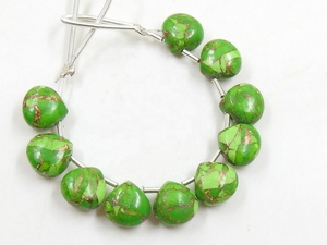 Cobre verde turquesa lágrima forma de corazón 8X8MM cuentas de piedra pulida par combinado suave para fabricación de joyas suministros al por mayor - Product Image 4