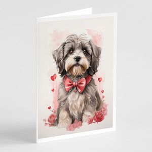 Tibetan Terrier Valentine Roses A7 Whimsical Blank <b>Greeting</b> <b>Cards</b> 5x7 <b>Note</b> <b>Cards</b> Pack of 8 with Envelopes - Product Image 1