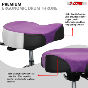 Trono de batería profesional de metal de 5 patas con respaldo, asiento acolchado de 4 pulgadas, elevación neumática, altura ajustable de 25 pulgadas, capacidad de 441 lb, modelo CN 5 Core - Product Image 4