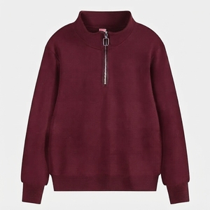Sudadera de algodón de manga larga con cremallera de un cuarto, lisa, de hombro caído, oversize, de peso pesado, personalizable con logotipo para mujer - Product Image 4
