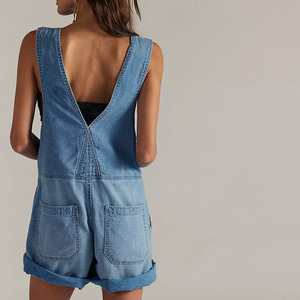 Nouvelle combinaison en jean vintage polyvalente pour femme, taille mi-haute, amincissante, sans manches, écologique, respirante, décontractée, pour l'été - Product Image 2