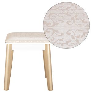 Elegante Set Toeletta in Legno Massello con Specchio Illuminato e Sgabello Imbottito, Finitura Bianco Champagne - Product Image 6