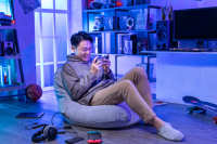 Fauteuil pouf design japonais en velours, triangle, musique Bluetooth, salon, fauteuil paresseux, chaise individuelle compressée sous vide, boîte souple