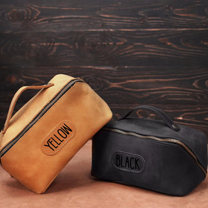 Wholesale Genuine Leather Toiletry Bag <b>Mens</b> Dopp <b>Kit</b> Travel Wash Bag <b>Shaving</b> <b>Kit</b> Organizer Bulk Price Factory TYG-0257 - Product Image 1