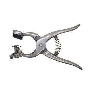 Pince à tatouer vétérinaire en acier inoxydable réutilisable, durable et réglable pour chevaux et grands animaux, applicateur d'oreilles à éperons pour marquage et identification - Product Image 1