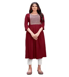 OEM خدمة الخريف الشتاء القطن النساء Kurtis السيدات لباس غير رسمي Kurtis مع تخصيص تصميم أحدث جمع 2023