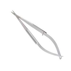 Ciseaux micro-corneiliens Castroviejo de haute qualité, lames courbées de 11 mm, manche plat, acier inoxydable, 10 cm, manuel, certifié CE - Product Image 4