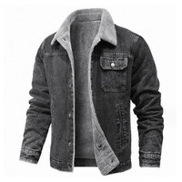 Dernières Tendances : Vestes et Manteaux – Blouson en Jean Homme Grande Taille Couleurs Unies avec Col Rabattu