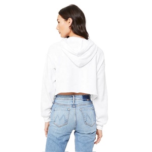 เสื้อฮู้ดผ้าแคนวาสสำหรับผู้หญิง, เสื้อครอปผ้าฟลีซแขนกุด - Product Image 3