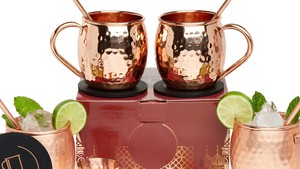 Juego de 4 tazas Moscow Mule de Mule Science, 19 oz. Tazas de cobre grandes 100% hechas a mano con accesorios, taza de cobre resistente al deslustre - Product Image 2