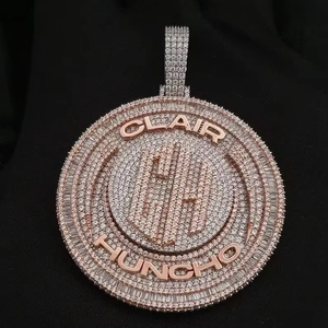 จี้เพชรโมอิสซาไนต์ทรงกลมแบบ Iced Out ตัวเรือนเงินและโรสโกลด์  งานสั่งทำพิเศษ สไตล์ฮิปฮอป สำหรับผู้ชายและผู้หญิง - Product Image 1