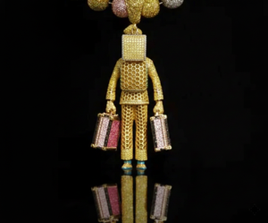 Colgante de Diamantes Iced Out para Hombre de Negocios con Maletín en Oro Amarillo, Figura de Lujo, Colgante HipHop, Amuleto de Declaración - Product Image 3