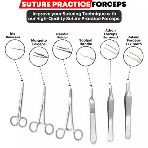 Student Suture <b>Practice</b> Kit Reusable Stainless Steel Silicon <b>Pad</b> Suturing Training Set Medical Nursing Students by Dentavex - Product Image 4