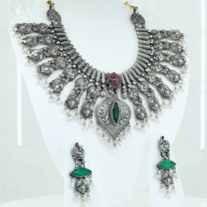 Vintage Ethnic 24k Gold Plated S925 Style Women's Necklace Earring <b>Set</b> Green Red <b>Crystal</b> Rhinestone Collar Chain Wedding Jewelry - Product Image 3