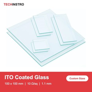 ITO Coated <b>Glass</b> <b>Sheet</b> 100x100mm 10 Ohm/sq 1.1mm Transparent Conductive Oxide <b>Glass</b> for Electrochromic and Touch Panel R&D - Product Image 2