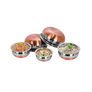 Top Quality Premium Stainless Steel Handi Set <b>With</b> Copper Base And <b>Lid</b> Ideal for Home & Restaurant Use Offered In Diverse Sizes - Product Image 3