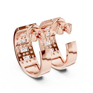 Pendientes Anchos de Moissanita en Oro Rosa de 18K, Diseño de Varias Filas, Joyería Fina de Lujo para Mujer, Certificación IGI, Ideal para Aniversarios y Fiestas - Product Image 3