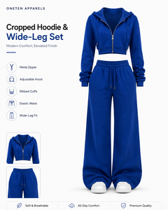 Ensemble de survêtement unisexe bleu à capuche, coupe courte, manches longues, couleur unie, coupe régulière, décontracté, respirant, pour l'été 2 en 1 - Product Image 1