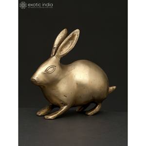 Figurine de lapin en laiton exotique indien de 6 pouces, décoration de table, statue, sculpture indienne, modèle DDP807 - Product Image 2