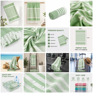 Serviette de bain turque en bambou 100% premium, douce, légère, absorbante, écologique, pour hôtels, spas, centres de bien-être, gymnases - Product Image 6