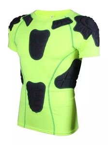 Camiseta de Compresión Acolchada Verde Neón para Hombre, Manga Corta, Cuello Redondo, Ajustada, Ropa Deportiva de Fútbol Americano - Product Image 2