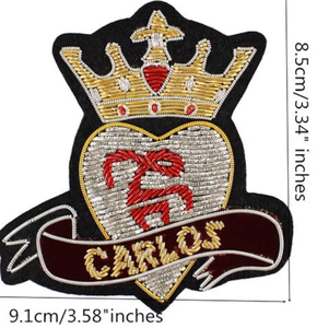 Appliques décoratives de luxe personnalisables Crown Bee, faites à la main, en fil indien 3D en relief, résistantes à l'eau, à coudre - Product Image 6