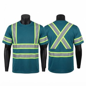 Camiseta de Trabajo de Malla de Poliéster Premium 160 GSM con Cinta Reflectante Plateada y Ribete Fluorescente Verde Lima, Ropa de Trabajo con Logotipo Personalizado - Product Image 1