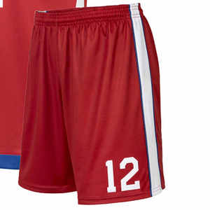 Custom Red <b>Soccer</b> Jersey Set With Number Sublimated Print Quick Dry Polyester Unisex Adult Uniforms Short Sleeve Elastic Waist - Product Image 2