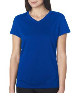 Nouveau T-shirt décontracté d'été pour femme, col en V, respirant, 100 % coton, anti-boulochage, manches courtes, coupe ajustée, élastique, couleur unie - Product Image 1