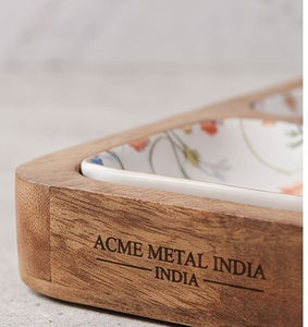 Plateau de service en bois Premium ACME METAL INDIA à 3 compartiments, design minimaliste, vaisselle durable pour les dîners de fête - Product Image 2
