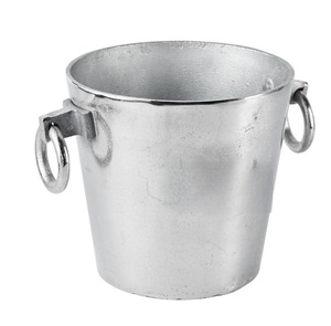 Seau à champagne moderne finition argentée avec couvercle, refroidisseur à vin en aluminium sans poignée, pour bar - Product Image 5