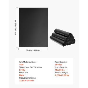 Sacs poubelles professionnels très résistants de 40-45 gallons, épaisseur 1,7 MIL, grands sacs poubelles noirs industriels, grands sacs poubelles pour usage domestique - Product Image 6