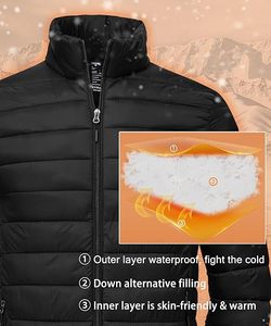 <b>Men's</b> Lightweight Packable Down Coat Waterproof Winter Hooded Stand Collar 100% Down Custom Quilted Storage <b>Pouch</b> - Product Image 2
