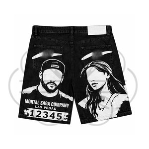 Shorts pour hommes Hip Hop personnalisés de qualité supérieure, 100% coton, poids moyen, taille haute, élastique, imperméable, streetwear, shorts décontractés d'été - Product Image 2