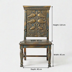 Silla Decorativa de Madera Maciza con Diseño de Pez y Acabado Multicolor para Sala de Estar y Salón, al Mejor Precio de Fábrica - Product Image 4