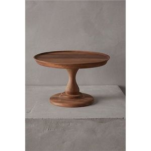 Acacia Wood Cake Stand Round Wooden Pedestal Dessert Display <b>Server</b> Plate for Pastry Fruit Cupcake Party Wedding Decor 10inch - Product Image 5