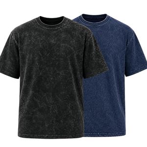 Camiseta Oversize para Hombre con Lavado Ácido, Algodón Grueso, Hombros Caídos, Cuello Redondo, Manga Corta - Product Image 1