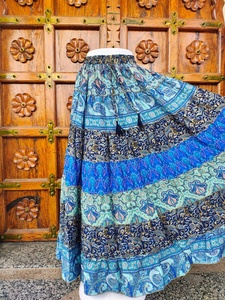 Women's Floor-Length Satin Silk Bohemian Eco-Friendly Breathable High <b>Elastic</b> Patchwork Print Multi Color ODM Summer Wear <b>Skirt</b> - Product Image 2