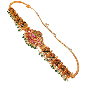 Cadena de cuerpo de moda con perlas y cuentas de piedra Pota de estilo tradicional para uso nupcial y festivo - 10575568PGR - Product Image 2