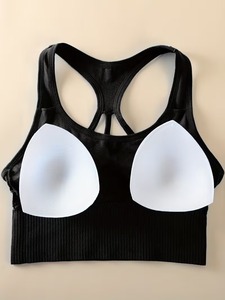 Women High Support Scoop <b>Neck</b> Racerback Sports Bra with Front Logo Eco Friendly Lightweight Removable <b>Pads</b> for Yoga Gym Workout - Product Image 5