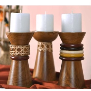 ชุดเชิงเทียนไม้สำหรับตกแต่งงานแต่งงานและบ้าน3ชิ้น - Product Image 1