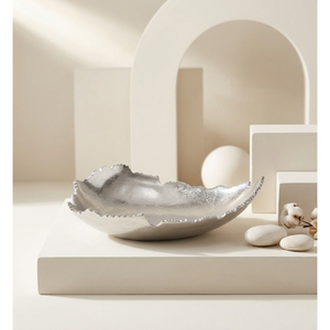 Tazón de Concha de Ostra Metálico Hecho a Mano, Plato de Servir Costero de Aluminio Premium para Mariscos, Camarones Helados y Decoración del Hogar, Concha Marina Plateada - Product Image 4