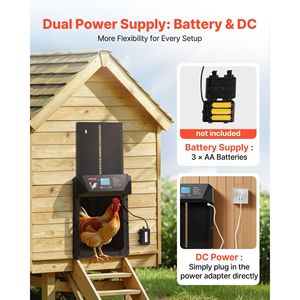 ประตูเล้าไก่อัตโนมัติพร้อมจอ LCD ตัวตั้งเวลาเซ็นเซอร์แสง ตั้งค่าด้วยมือ ใช้พลังงานจากแบตเตอรี่ DC ดีไซน์ป้องกันการตีกัด - Product Image 5