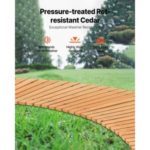 ทางเดินในสวนไม้ซีดาร์โค้งกันลื่นขนาด 8 ฟุต x 17 นิ้ว พร้อมเชือกสลิงเชื่อมต่อ สำหรับใช้งานกลางแจ้ง - Product Image 5