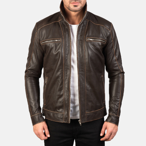 Meilleur Prix Veste de Motard en Cuir Véritable de Vache pour Homme Style Urbain Logo Personnalisé OEM Fabriqué au Pakistan Vente en Gros Tendance Marron 2026 - Product Image 3