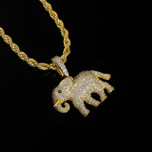 Collar Hiphop Premium con Colgante de Elefante para Hombre, Estilo Hipster, Lleno de Diamantes, Accesorios de Moda - Product Image 5