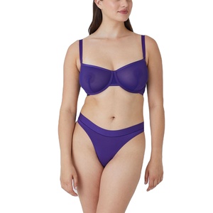 Conjunto de sujetador con aros y copa completa estilo francés personalizado con estampado floral, ultrafino, talla 32, bralette ajustable para mujer. - Product Image 4